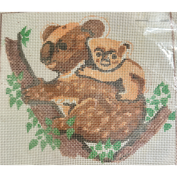 Needlepoint Kit Vintage Koala Bear Cub Mom Zoo Animals Embroidery Craft New NOS - Picture 7 of 7